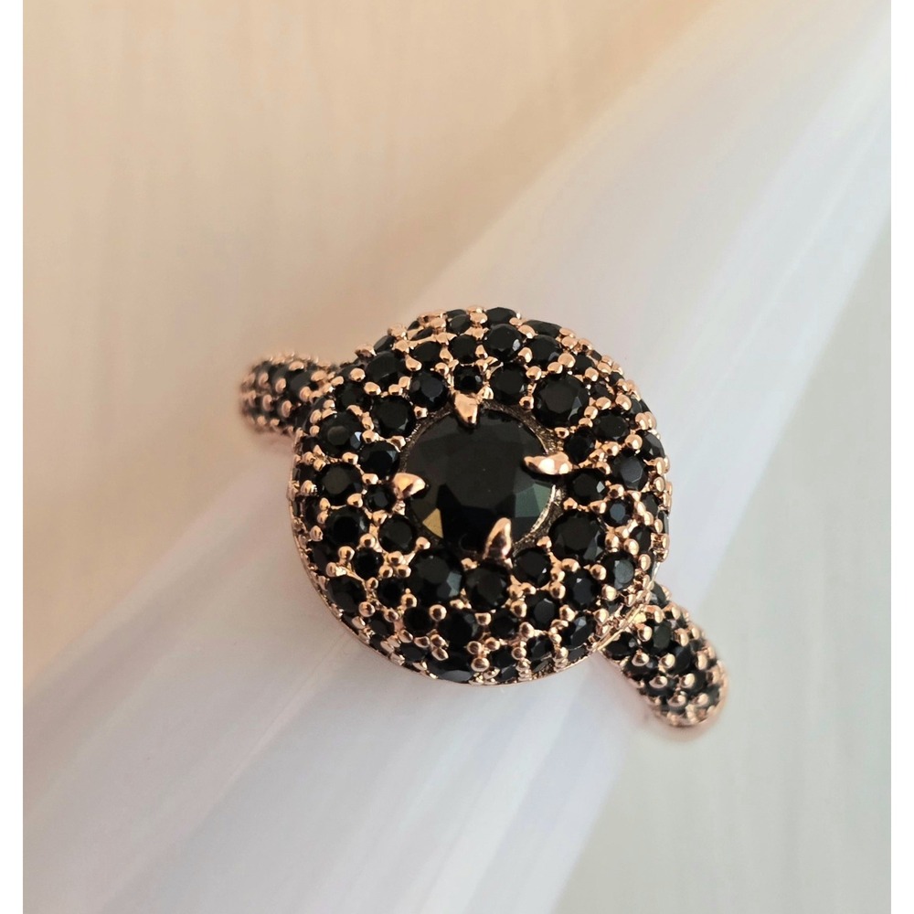 Bomb Party RG13155 Size 7 Ring - Feel the Magic Black Onyx CZ on Rose Gold NEW